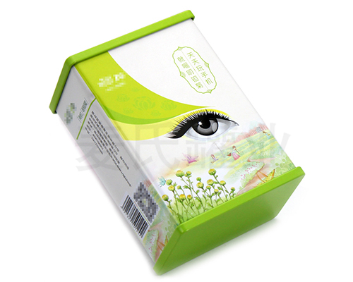 明目菊花茶鐵盒子包裝,花草茶馬口鐵盒,獨(dú)特浮雕激凸工藝,用精湛的工藝彰顯麥?zhǔn)瞎迾I(yè)12年定制包裝的傳承歷史,材質(zhì)有0.23mm鍍錫馬口鐵,真材實(shí)料,相比紙質(zhì)、三片罐，新穎包裝更高檔次